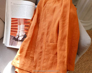 Yüksek kaliteli yıkanmış % 100% saf keten boxy en cepler ile basit rahat tarzı - Product Image 3