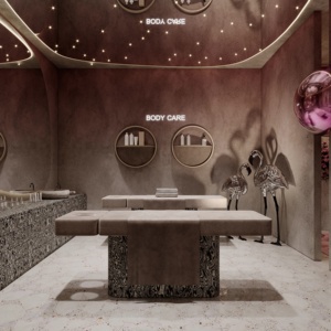 Professional Marble Barber Station with <b>LED</b> Mirror Modern Hair Salon Interior Design to Production - Product Image 6