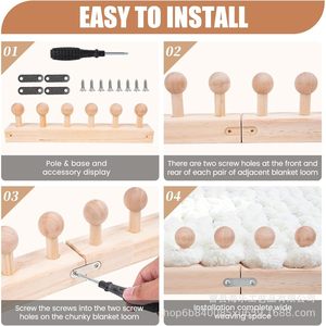 Wooden DIY Knitting Loom Kit With Pegs For Blankets Tapestry Thick Yarn Crafting - Product Image 4