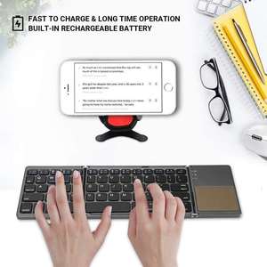 Foldable Keyboard Pocket Foldable Rechargeable Portable Mini Bluetooth Wireless Keyboard Touchpad <b>Mouse</b> for PC Tablet Android - Product Image 3