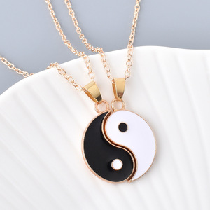 Nuovo Set di collana di coppia di Tai Chi Gossip Figaro bianco nero placcato oro antico in lega classica ciondolo per regalo di buoni <span class=keywords><strong>amici</strong></span> - Product Image 6