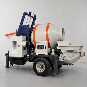 Pompe à béton mobile stabilisée Corey avec tambour mélangeur rotatif et alimentation par trémie sur roues pour projets de logement rural - Product Image 4