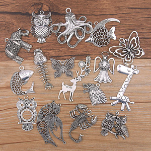 Accessoires de collier, bijoux en alliage, bricolage, alliage électro-plaqué, pendentifs vintage en forme d'animaux, hibou, girafe, éléphant - Product Image 3