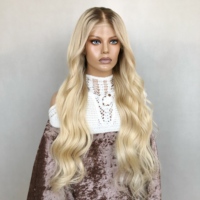 Peluca de Cabello Humano Virgen Europeo con Frente de Encaje, Línea de Cabello Natural, Color Rubio Platino Ombre, Encaje Suizo HD, para Mujeres Blancas