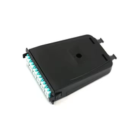 Panel Patch serat optik 1U desain kustom 12 24 48 72 96 144 Core kaset MPO MTP pemandu geser untuk 4G WiFi 3G FTTH