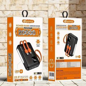 Banco de energía portátil de 20000mAh al por mayor, cable integrado de alta capacidad, pantalla LED, carga rápida para uso móvil en exteriores - Product Image 2