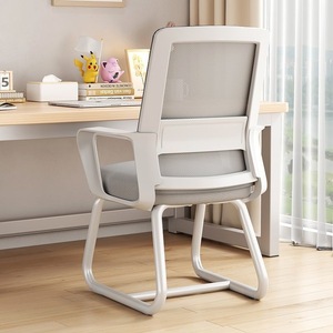 Ergonomic Office <b>Chair</b> With Thickened Backrest And Tilting Function For Home <b>Study</b> Desk Use Steel Feet Gray Mesh Design - Product Image 2