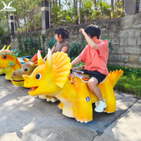 Manège Trottinette Dinosaure Animatronique Électrique pour Enfants – Attraction Touristique pour Parc d'Aventures Extérieur & Centre Commercial avec Tête et Bouche Mobiles