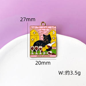 Ciondolo in lega di gatto nero tarocco con ciondolo in smalto per collana/portachiavi/creazione di gioielli Goth-accessorio gotico fai da te - Product Image 5