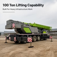 Grue de chantier d'occasion de 100 tonnes, équipement de levage hydraulique tout-terrain pour la construction de ponts et l'installation industrielle