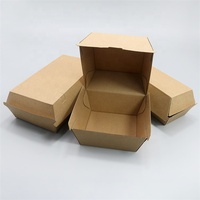 Boîte à hamburger biodégradables jetables en carton, boîte en papier kraft ondulé de qualité alimentaire