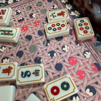 Ensemble de tuiles de mahjong américaines vintage en cuivre pour collectionneur de pièces de monnaie, 160 pièces en acrylique, gravées en bambou naturel, avec tapis cadeau