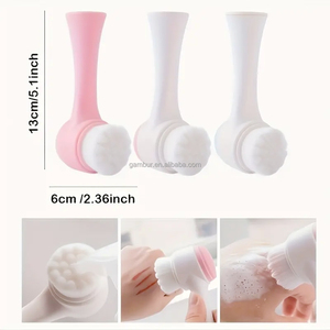 Brosses de nettoyage de visage en Silicone souple à Double tête Portable outils de maquillage multifonctionnels personnalisés nettoyant en gros - Product Image 4