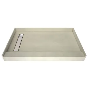 Factory Price 60X36in PVC Center Drain Tile Ready Shower Base With Integrated Center PVC Drain Single Curb Tileable Shower Pan