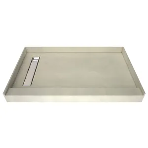 Precio de fábrica 60X36in PVC Drenaje central Azulejo Base de ducha lista con Centro Integrado Drenaje de PVC Single Curb Tileable Shower Pan