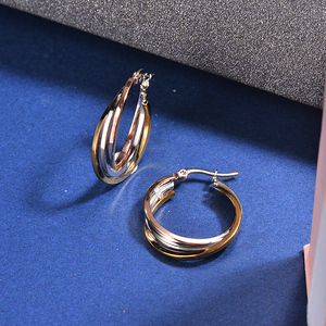 BAOYAN-pendientes de aro de acero inoxidable chapado en oro de 18k, joyería Huggies de mariposa - Product Image 6