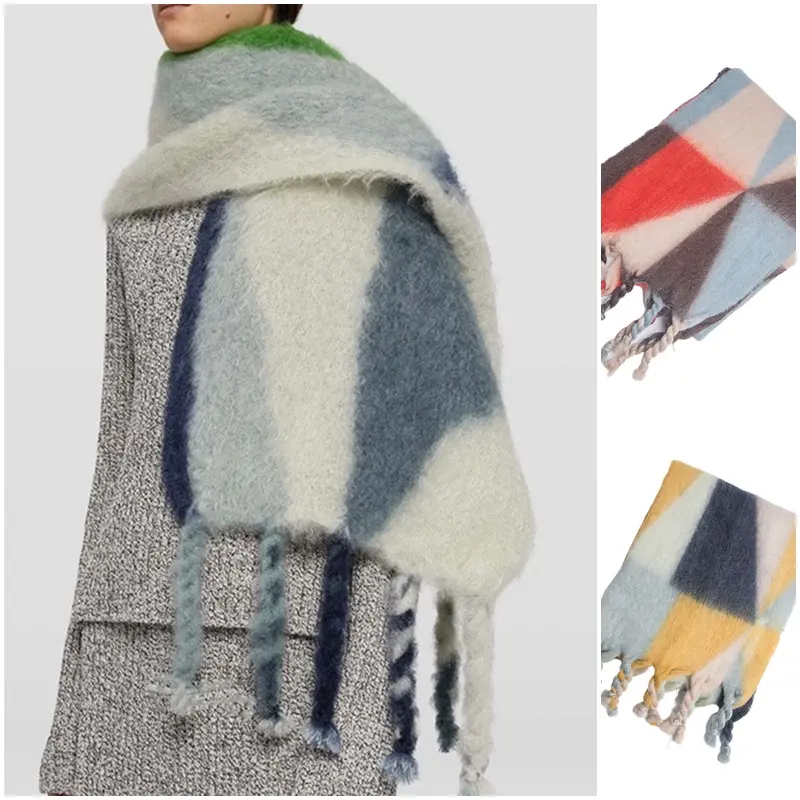 Hàng Mới Về Khăn Choàng Ấm Mùa Đông Cho Nam Nữ Khăn Choàng Cashmere Tua Rua Dày Khăn Choàng Lông Bufanda Khăn Choàng Dệt Kim