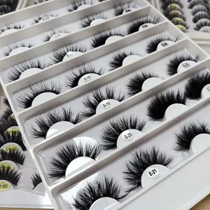 Customized Drawing Boxes Black Cotton Band False Faux Mink Eyelash 25 Mm 3D Mink Eyelash