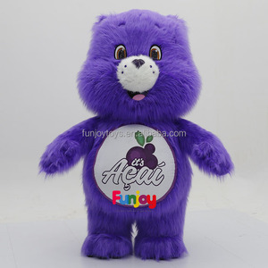 Costume de mascotte gonflable pour adulte unisexe, ours violet réaliste, combinaison intégrale à poils longs pour le carnaval - Product Image 2