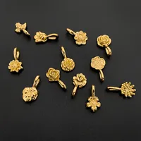 EManco Breloques en acier inoxydable couleur or, motifs floraux variés, style naturel pour bijoux DIY, usage quotidien, vente directe usine