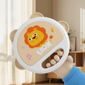 Wholesale Cartoon Lion Baby Hand Tambourine Plastic Percussion Musical Rattle Toy With Portable Handle - Product Image 4