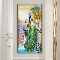 Décor maison Cuadros animaux affiches imprimés photos cristal porcelaine décoratif acrylique verre peinture paon