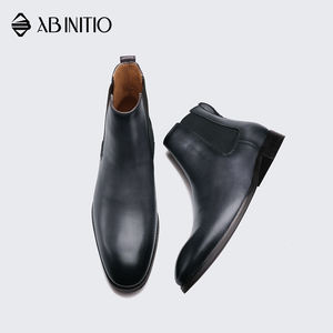 Botas planas de cuero genuino para hombre, botines de negocios a la moda, estilo Chelsea - Product Image 2