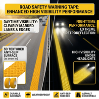 3D Reflektierendes Sicherheitsband mit Vibrationswarnfunktion Hochintensives Straßenmarkierungsband für Außenbereich Verkehr- und Fahrzeugsicherheit