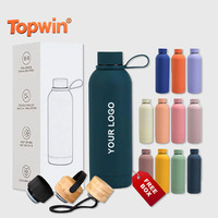 Bouteille de sport isotherme en acier inoxydable 304 de 500 ml avec logo personnalisé, finition caoutchouc lisse et poignée, pour boissons