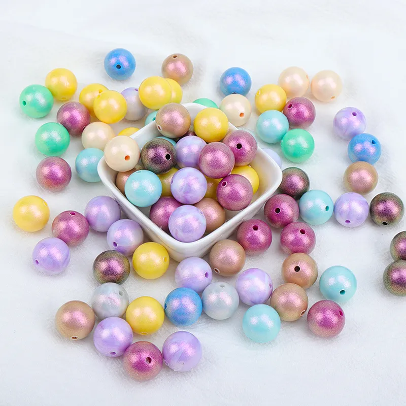 Eco-friendly Soft Silicone Focal Beads Pens 12mm 15mm 17mm Beads Teething Toy Silicone Painted Beads For Baby
