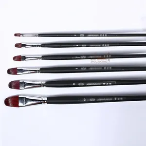 Ensemble de 6 pinceaux en poils de blaireau sur manche en bois, en coffret, pour peinture à l'huile et aquarelle, fournitures d'art pour l'apprentissage - Product Image 3