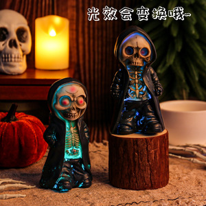 Figuras de Esqueleto de Halloween DAMAI, Calavera con Capucha del Grim Reaper, Estatua de Terror Espeluznante, Figura de Esqueleto Coleccionable para Decoración de Mesa - Product Image 5