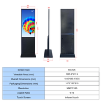 Pantalla Táctil Vertical de 50/55 Pulgadas para Interiores, con Soporte de Pie, Resolución 4K, para Publicidad en Centros Comerciales y Supermercados, Señalización Digital