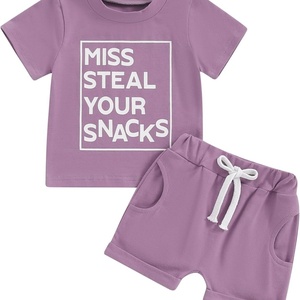 Ensemble de vêtements décontractés unisexes respirants en jersey à manches courtes/longues pour bébés et tout-petits - Product Image 4