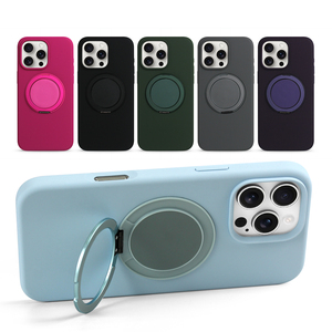 Coques de téléphone en silicone liquide magnétique avec anneau support pour iPhone 17 16 Pro Max, design gravé - Product Image 1