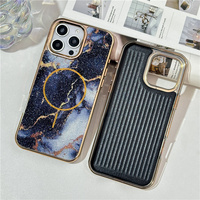 Étui de téléphone magnétique en marbre brillant avec électroplaqué 6D pour iPhone 14 15 16 17 Pro Plus Max