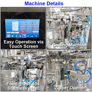 Machine d'emballage automatique rotative ATM-8200 pour sachets préformés Doypack avec fermeture éclair, sachets en plastique debout, sachets préformés pour viande séchée, remplissage et scellage - Product Image 5