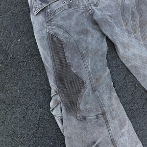 <span class=keywords><strong>Jean</strong></span> pour homme DiZNEW, style vintage personnalisé, en denim épais extensible gris délavé à l'acide - Product Image 3