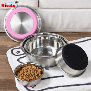 Atacado arredondado aço inoxidável Pet Food <span class=keywords><strong>Bowl</strong></span> com anti-derrapante fundo vários tamanhos para gatos e cães - Product Image 5