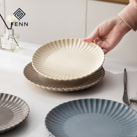 Service de vaisselle FENN personnalisé avec logo, en forme de fleur, en céramique mate nordique, en porcelaine pour la maison et la cuisine