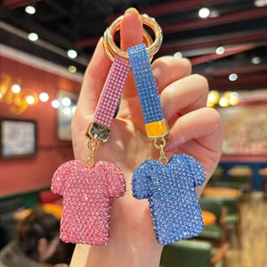 Llavero con forma de camiseta, diseño de número <span class=keywords><strong>10</strong></span> con diamantes de imitación de alto brillo, pulsera creativa y cómoda, llavero metálico. - Product Image 4