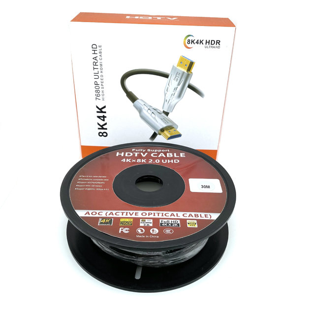Certified Fiber Optic HDMI 2.1 Cable 8K 4K 60Hz 48Gbps for Home Cinema 10M 15M 20M 30M 50M 100M