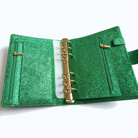 Carpeta de Cuero Brillante con Cierre, Organizador A5, A6, A7, con Bolsillo con Cremallera para Presupuesto