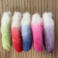 Porte-clés en fourrure de renard naturelle pour femme, magnifique accessoire, longueur 40 cm