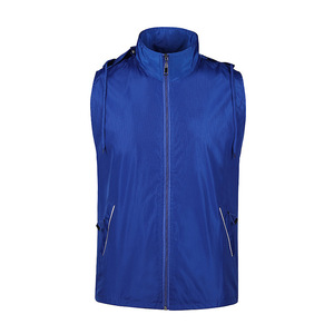 Outdoor Sports Vest Men Thin Stripe Detachable Hood Waterproof Workwear Team Building Engineering Vest - Product Image 4