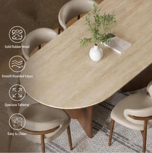 Tavolo da Pranzo in Stile Nordico Retrò per 6 Persone, <span class=keywords><strong>Design</strong></span> Moderno in Legno, Tavolo Ovale per <span class=keywords><strong>Cucina</strong></span>, Hotel e Casa - Product Image 3