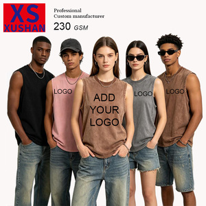 Débardeur Homme 230 g/m² 100% Coton Personnalisé, Style <span class=keywords><strong>Vintage</strong></span> Street, Délavé à l'Acide, Sans Manches, Coupe Ample et Oversize, Tendance Décontractée - Product Image 1