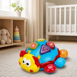 Juguete musical de tortuga gateadora con luces, juguete sensorial de aprendizaje para bebés, tortuga educativa interactiva Oemmerrycoo - Product Image 2