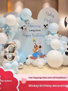 Decoración de Cumpleaños con Temática de <span class=keywords><strong>Mickey</strong></span> y Minnie, Panel de Fondo de KT con Diseño Personalizado de Luna Llena para <span class=keywords><strong>Primer</strong></span> Cumpleaños - Product Image 2