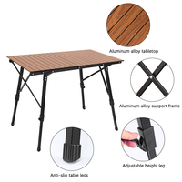Table de camping pliable en aluminium, table de pique-nique portable pour la plage et l'extérieur avec pieds réglables et extensibles et sac de transport